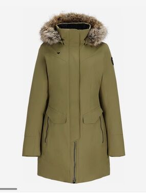 Obermeyer Olive Green Parka with Faux-Fur Trim Hood